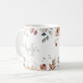 Mug Fleurs à monogramme personnalisé (Devant gauche)