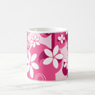 Mug Fleurs à Pétales Blancs avec Contours Roses