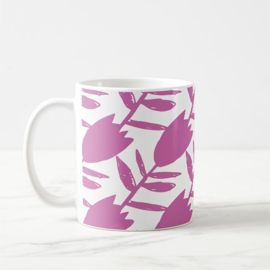 Mug Fleurs Abstraites bleues roses motif transparent s (Gauche)