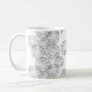 Mug Fleurs abstraites de printemps noir et blanc