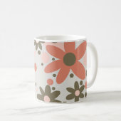 Mug Fleurs Abstraites en corail, pêche et vert (Devant droit)