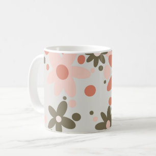 Mug Fleurs Abstraites en corail, pêche et vert