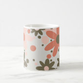 Mug Fleurs Abstraites en corail, pêche et vert (Centre)