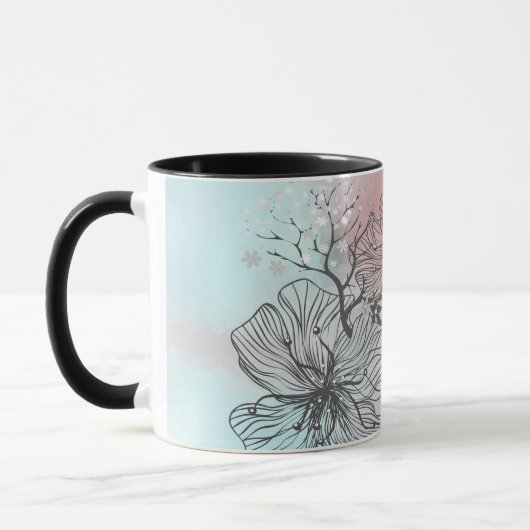 Mug Fleurs abstraites esquissées feuilles dégradé flor (Gauche)