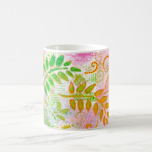Mug Fleurs Abstraites et Feuilles (Centre)