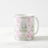 Mug Fleurs Abstraites Florales Vert Rose (Devant droit)