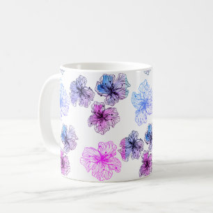 Mug Fleurs abstraites modernes à lignes esquissées san
