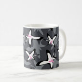 Mug Fleurs abstraites modernes grises roses (Devant droit)
