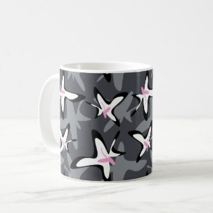 Mug Fleurs abstraites modernes grises roses