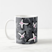 Mug Fleurs abstraites modernes grises roses (Gauche)