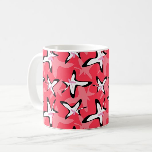 Mug Fleurs abstraites modernes roses noires (Devant gauche)