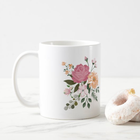 Mug Fleurs aquarelle  (Avec donut)