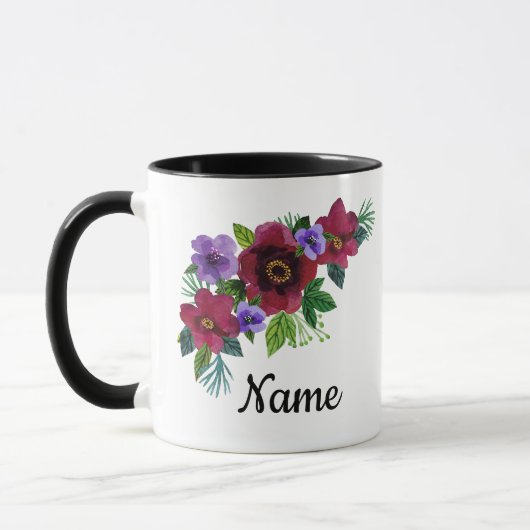 Mug Fleurs aquarelle brillante romantique couronne flo (Gauche)