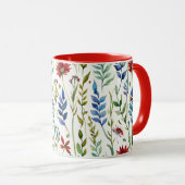 Mug Fleurs aquarelle Café (Devant droit)