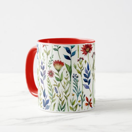 Mug Fleurs aquarelle Café (Devant gauche)