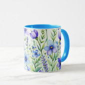 Mug Fleurs aquarelle Café (Devant droit)