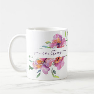 Mug Fleurs aquarelle rose personnalisées