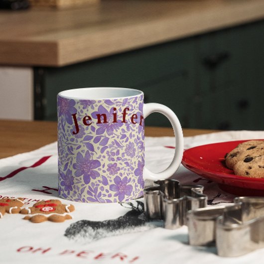 Mug Fleurs aquarelle Vecteur de café blanc