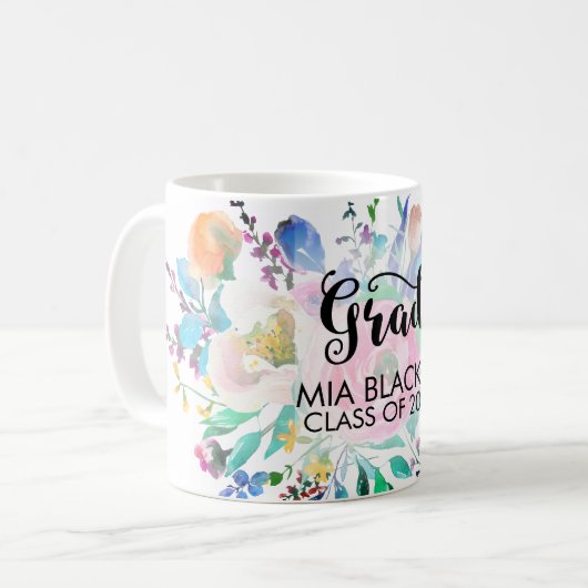 Mug Fleurs aquarelles (Devant gauche)