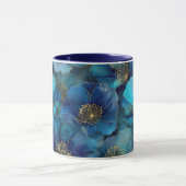 Mug Fleurs aquarelles abstraites bleu or (Centre)