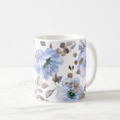 Mug Fleurs Aquarelles Bleues Chic (Devant droit)