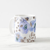 Mug Fleurs Aquarelles Bleues Chic (Devant gauche)