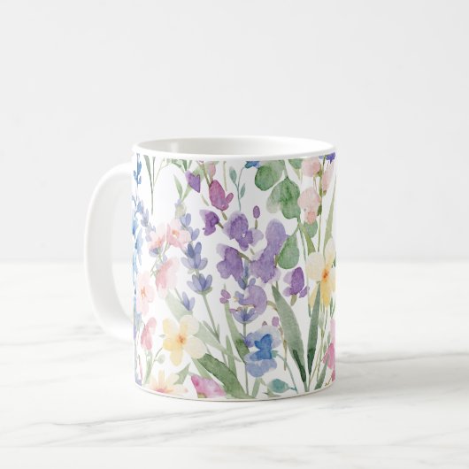 Mug Fleurs aquarelles colorées (Devant gauche)