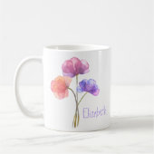 Mug Fleurs aquarelles Nom personnalisé (Gauche)