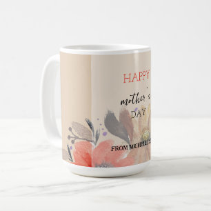 Mug Fleurs aquarelles pastel terracotta élégantes