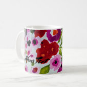Mug Fleurs aquarelles pop de couleur vive (Devant gauche)