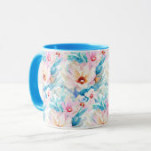 Mug Fleurs aquarelles rose et bleu (Devant gauche)