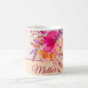 Mug Fleurs aquarelles rose vif personnalisables