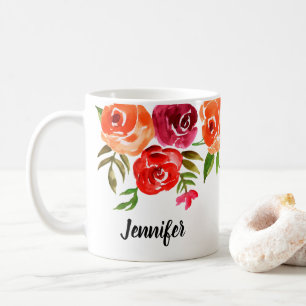 Mug Fleurs aquarelles tendance personnalisées