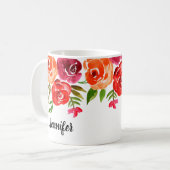 Mug Fleurs aquarelles tendance personnalisées (Devant gauche)