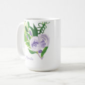 Mug Fleurs aquarelles violettes à la main (Devant gauche)