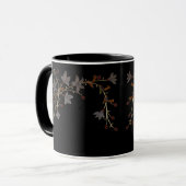 Mug Fleurs Art Déco sur fond noir (Devant gauche)