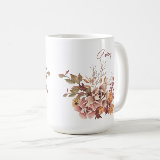 Mug Fleurs Automne Automne Automne Automne Nom Personn (Devant droit)