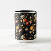 Mug Fleurs baroques ornées sur fond noir (Centre)