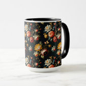 Mug Fleurs baroques ornées sur fond noir (Devant droit)