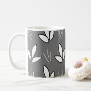 Mug Fleurs blanches aquarelle grises élégantes