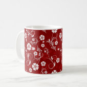 Mug Fleurs blanches Arrière - plan rouge (Devant gauche)
