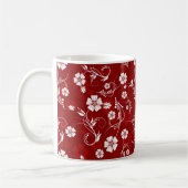 Mug Fleurs blanches Arrière - plan rouge (Gauche)