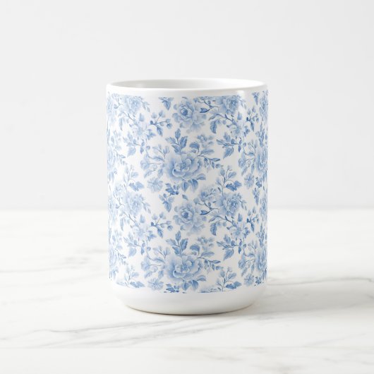 Mug Fleurs blanches bleues romantiques (Centre)