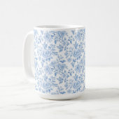 Mug Fleurs blanches bleues romantiques (Devant gauche)