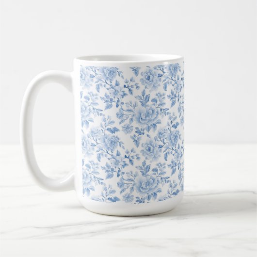 Mug Fleurs blanches bleues romantiques (Gauche)