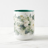 Mug Fleurs blanches botaniques aquarelle verdure (Centre)