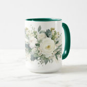Mug Fleurs blanches botaniques aquarelle verdure (Devant droit)