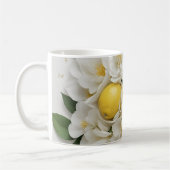 Mug Fleurs blanches, citrons et feuilles vertes sur fo (Gauche)