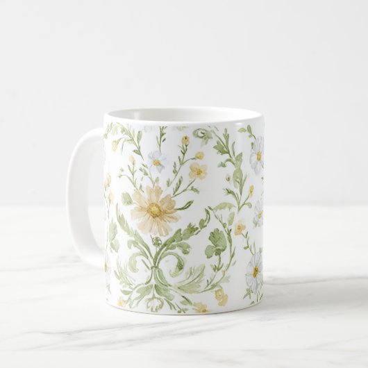 Mug Fleurs blanches crème (Devant gauche)