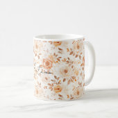 Mug Fleurs blanches crème de pêche (Devant droit)